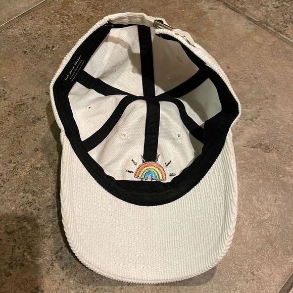 Eat Your Water White Corduroy Rainbow Skateboard Cap Hat Adult One Size - Picture 6 of 9